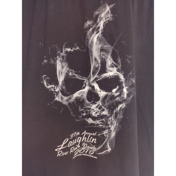 Laughlin River Run Flame Skull Cut Off Sleeveless Button Down Shirt Mens 3XL - Picture 2 of 7